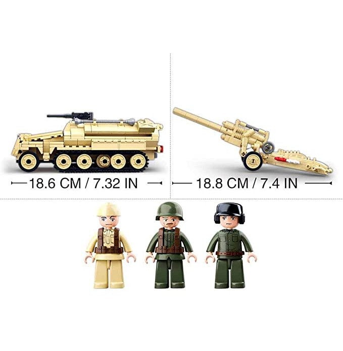 Sluban WW2 - Sd.Kfz. 251 Half Track Building Blocks with a K-18 Canon & 3 Army Toys - Crossword.in 
