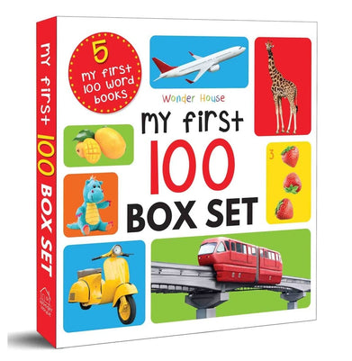 imagMy First 100 Series Boxset: Pack of 5 Picture Books for Children Animals Words Numbers Food We Eat and Things That Move Paperback Wonder House Books